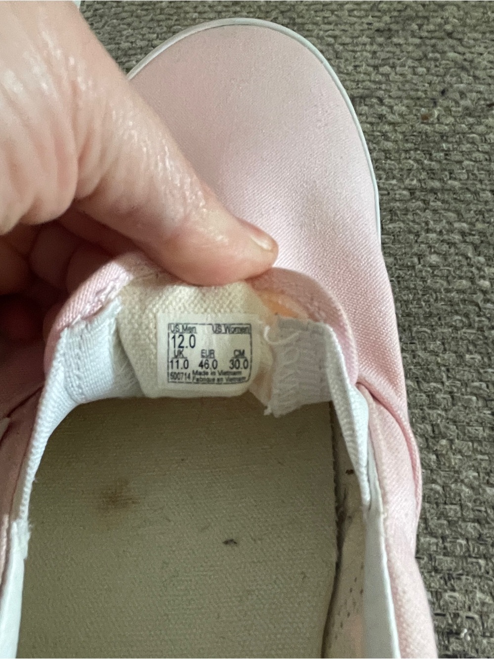 Mens Slip-On Canvas Vans, Blush Pink, Excellent Condition, size 12 - Picture 9 of 9